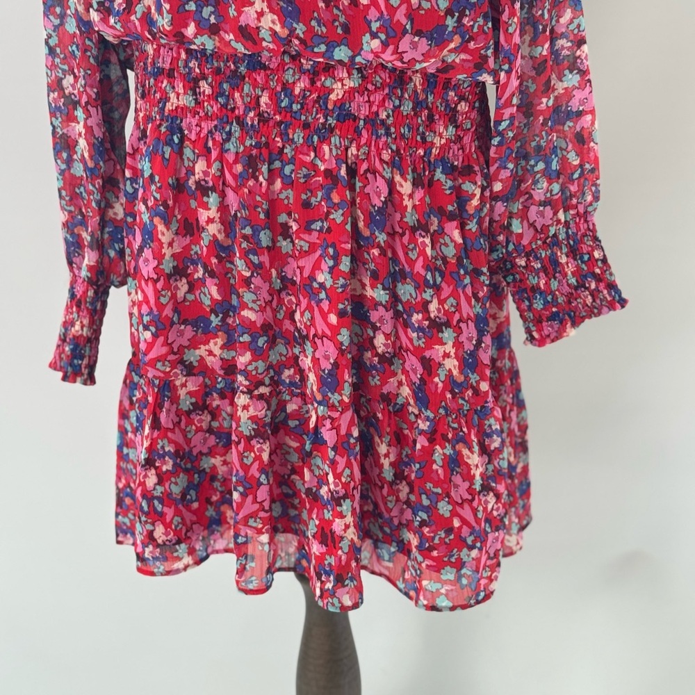 Chelsea28 Women’s‎ Size XXL Floral Print Chiffon Long Sleeve Dress Red - Picture 6 of 9